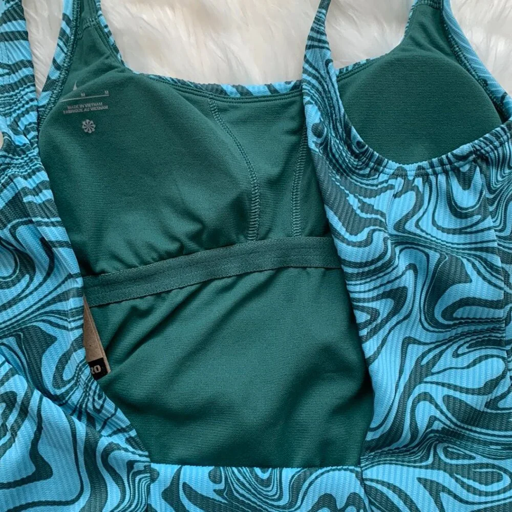NIKE SWIM Women's Swirl Scoop Neck One-Piece Swimsuit in Green/Blue Sz MEDIUM - Picture 9 of 9